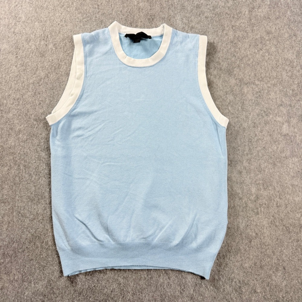Zara WomensLight Blue Knit Tank Mediu with White Ribbed Neckline